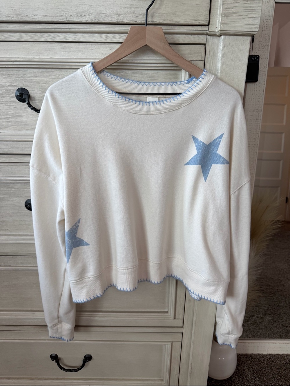 ALTAR’D STATE (A.S RIVAL) Cream Sweatshirt SET with Light Blue Star Accents